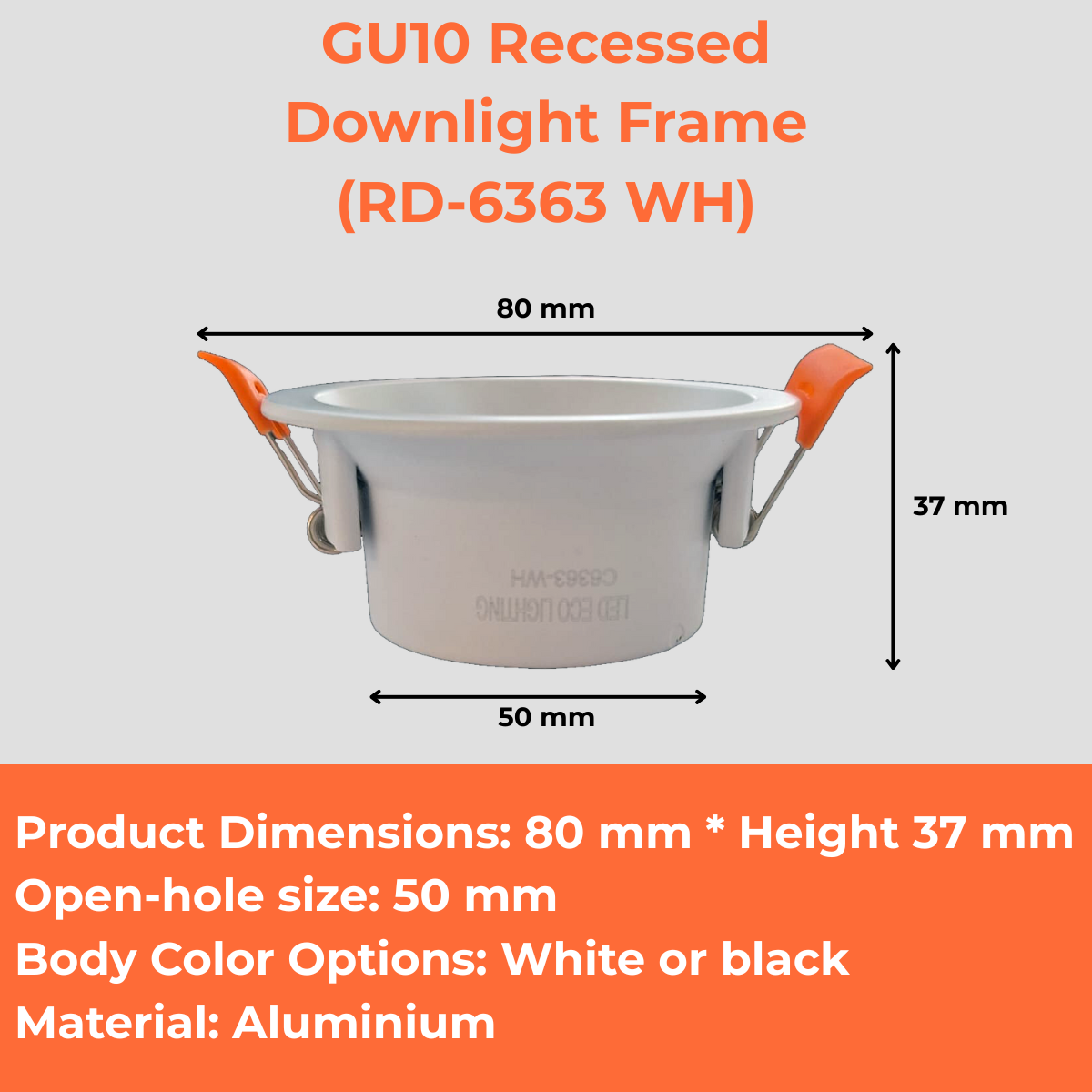 GU10 Recessed Downlight Frame (RD-6363 WH/BK)