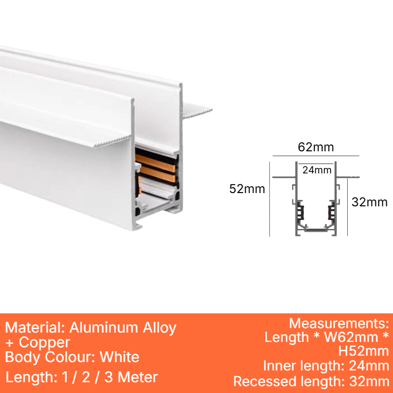 White Recessed Magnetic Track