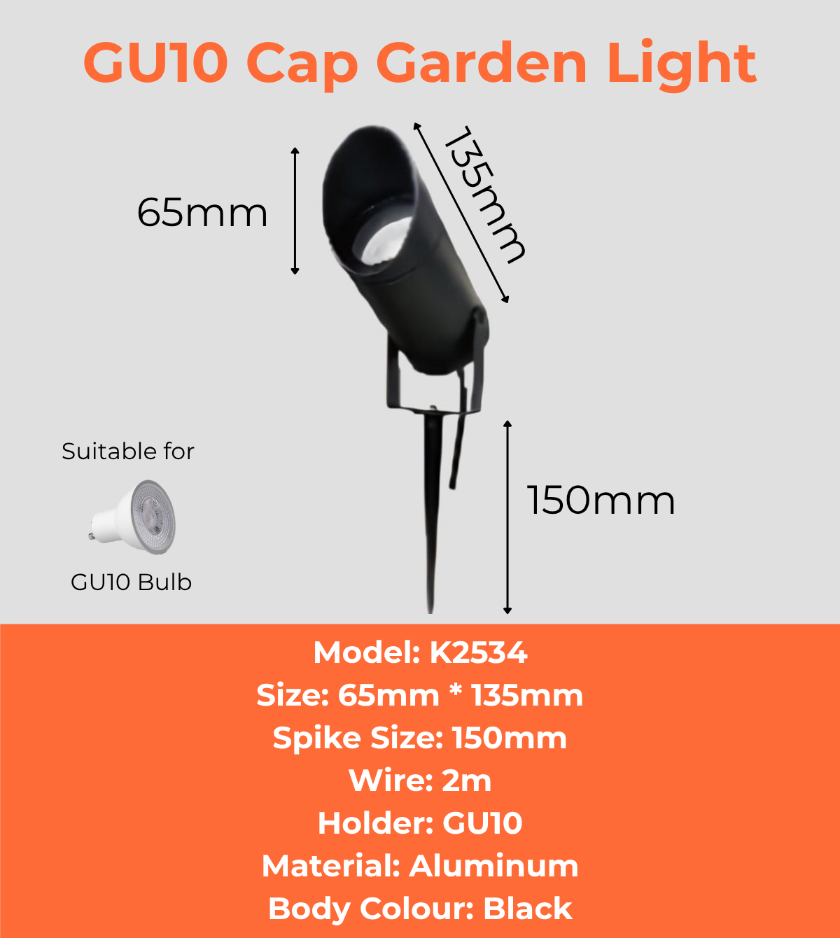 GU10 Cap Garden Light 