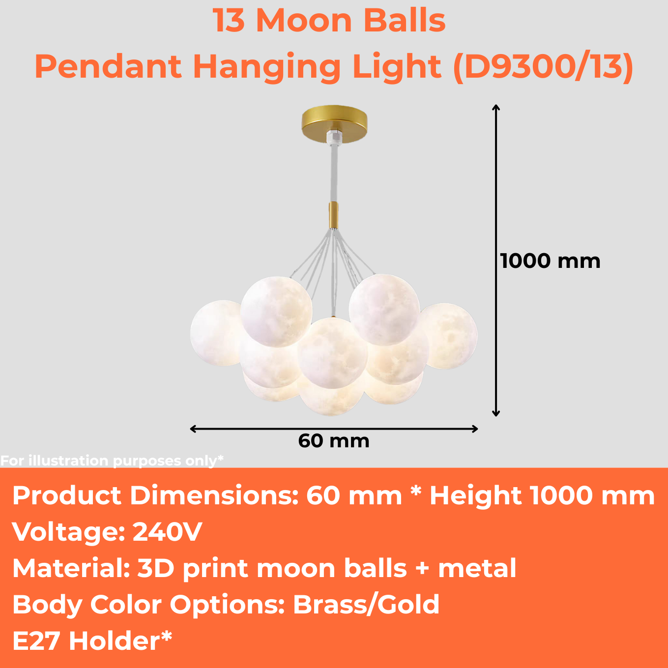 13 Moon Balls Pendant Hanging Light (D9300/13)