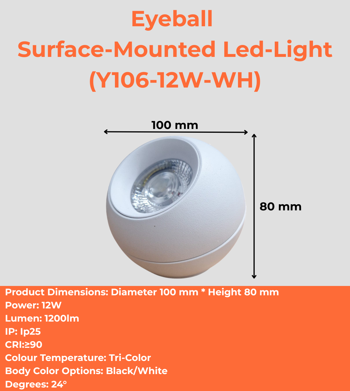 Eyeball Surface-Mounted Led-Light (Y106-12W-WH/BK)