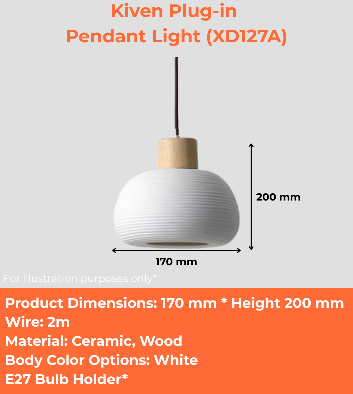 Kiven Plug-in  Pendant Light (XD127A)