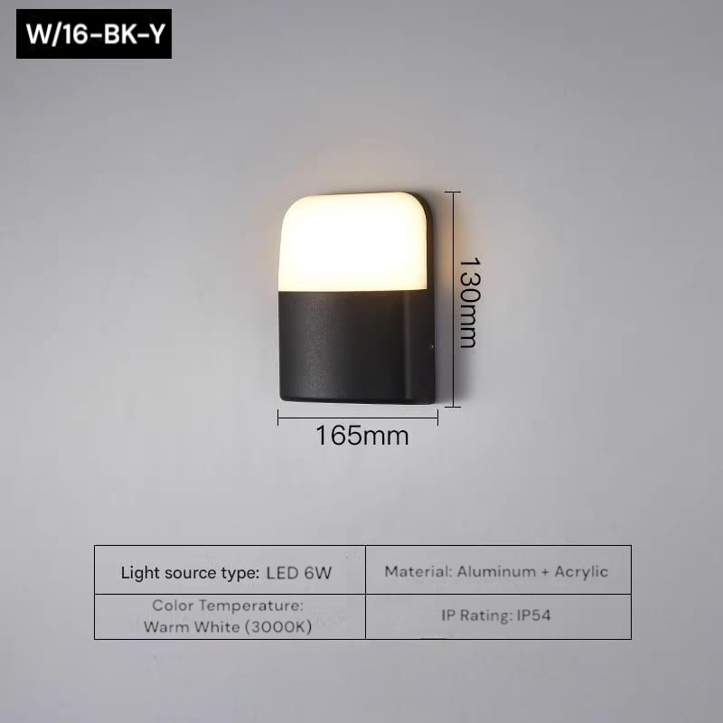 Rounded Rectangle Outdoor Wall Light (W/16-BK-Y)