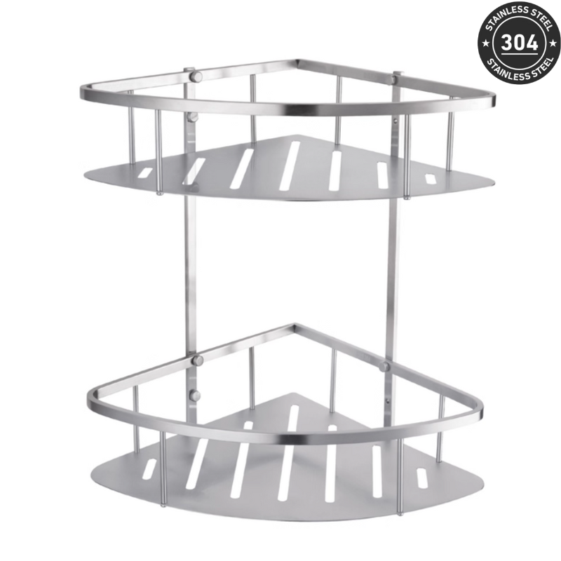 Stainless Steel Double Tier Corner Shower Rack (TS-AA001S TT/BL/CH/GD)