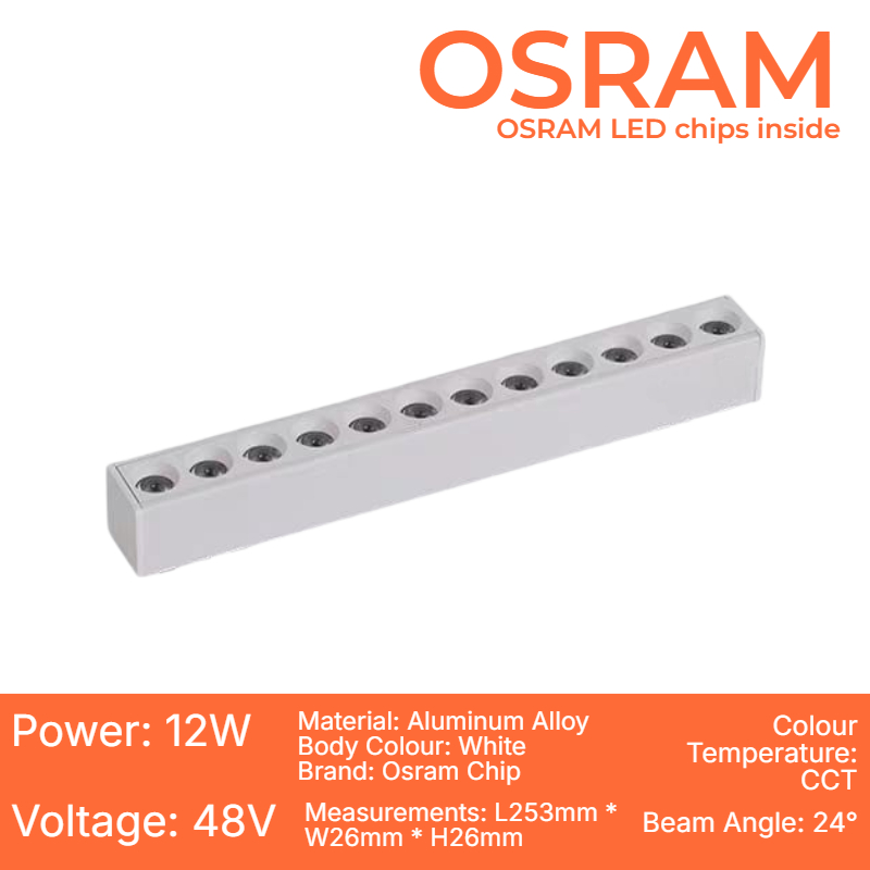 White Slim Magnetic Track (B Series-12W Spotlight)