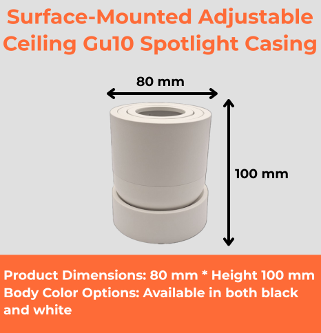 Surface-Mounted Adjustable Ceiling Gu10 Spotlight Casing