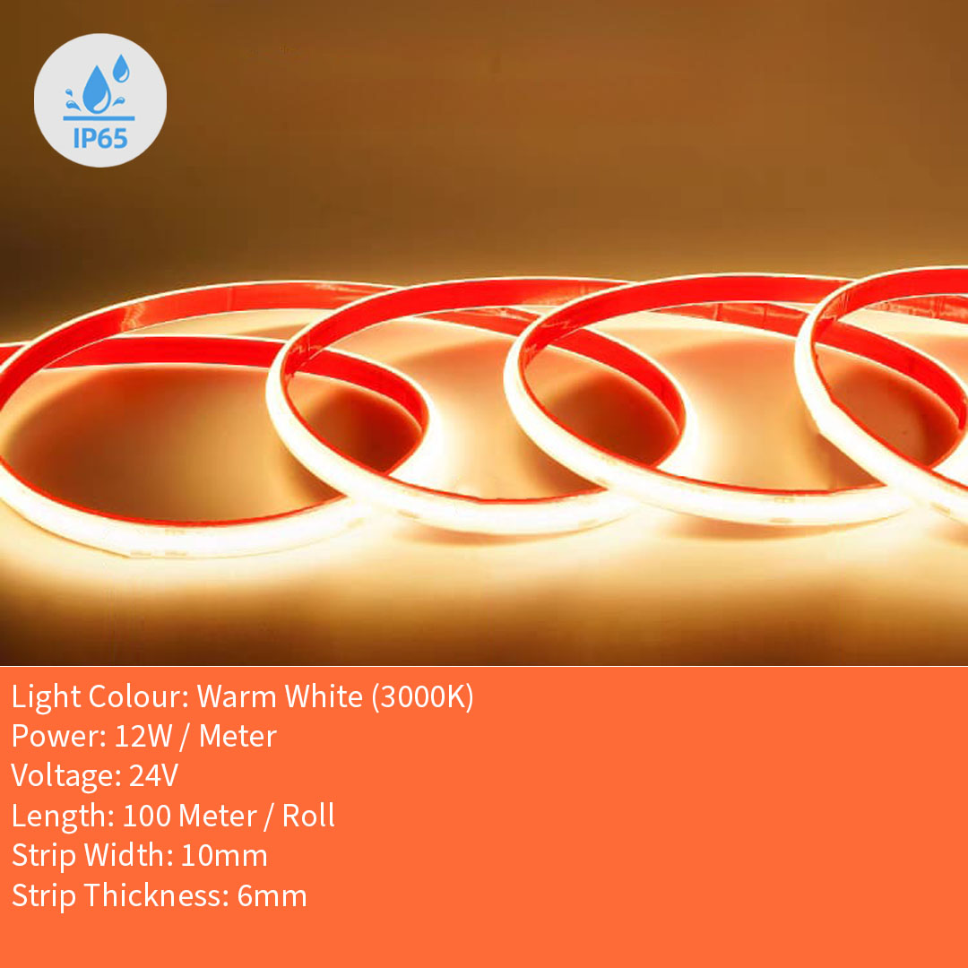 24V IP65 Weatherproof Frosted COB LED Strip Light