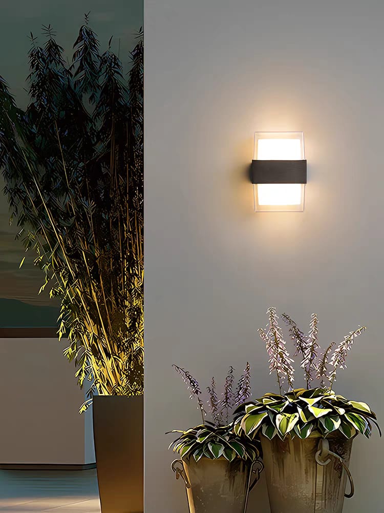 Clear Cube Outdoor Wall Light (W/1895-BK-Y)