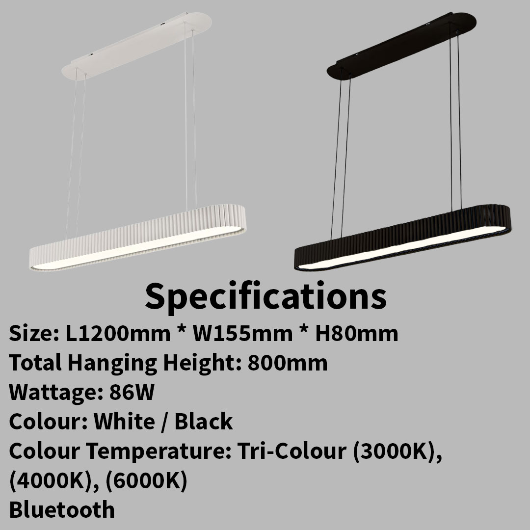 Matt Fluted Linear Hanging Light (9017-1200mm)