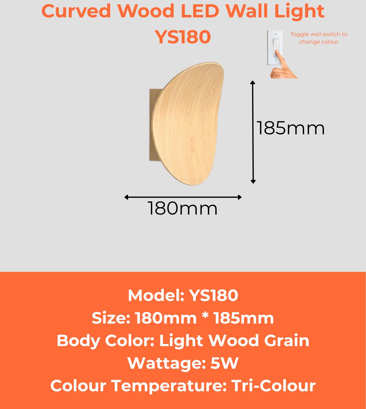 Curved Wood LED Wall Light YS180