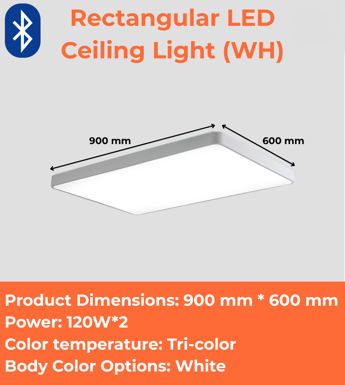 Rectangular LED Ceiling Light (WH/BK)