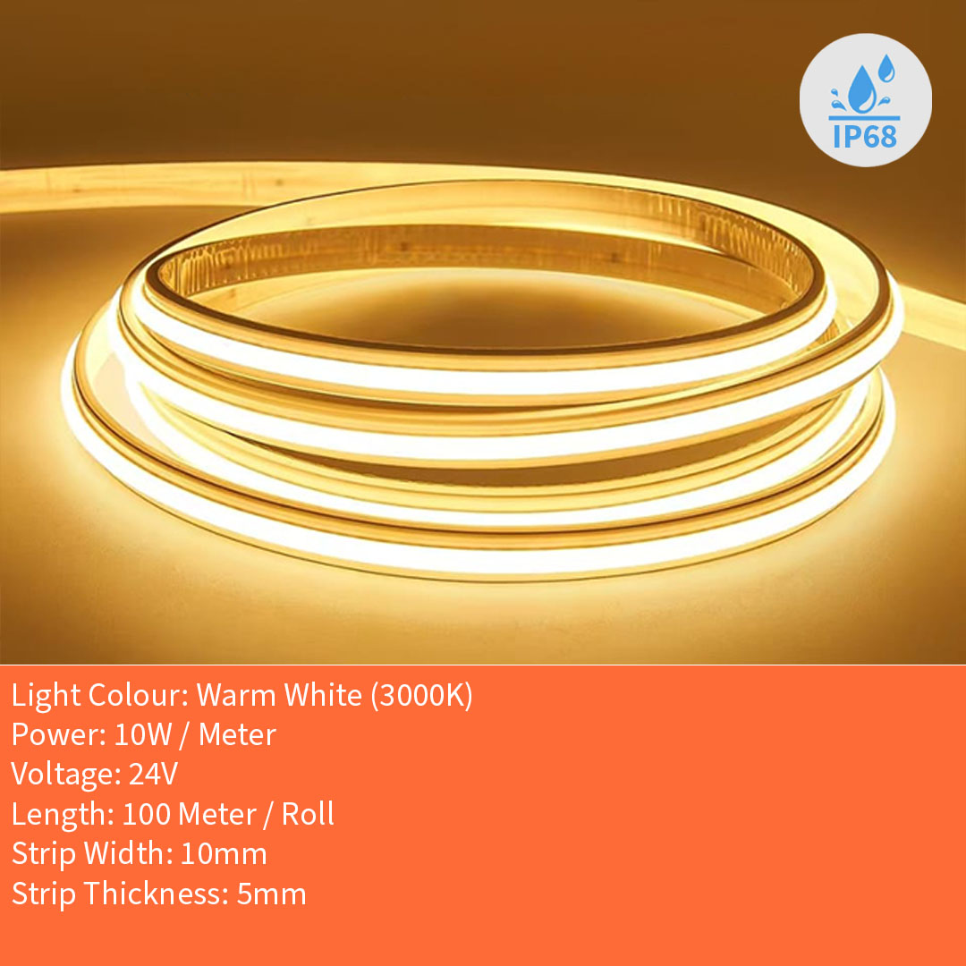 24V IP68 Waterproof COB LED Strip Light