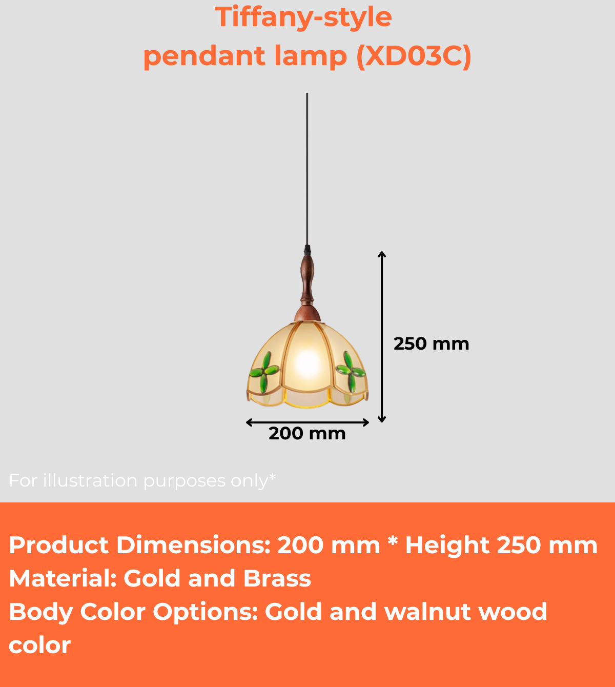 Tiffany-style pendant lamp (XD03C)