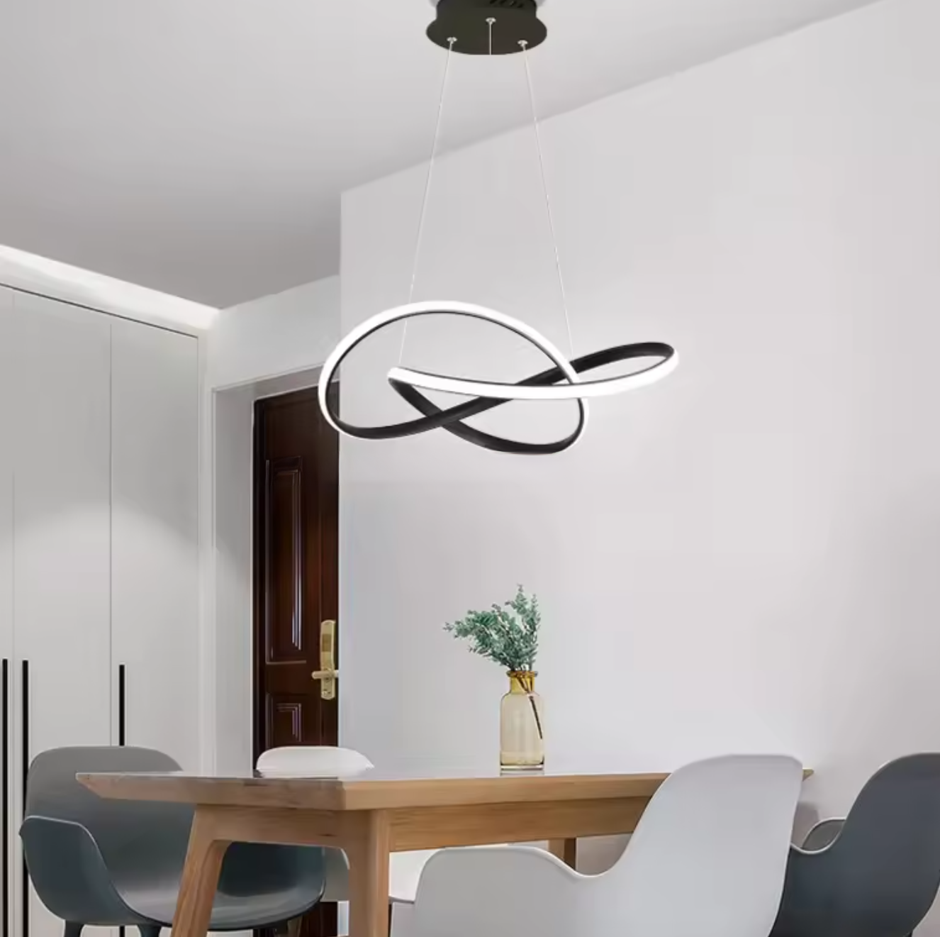 Curly Hanging Light  (9019-600mm WH/BK)