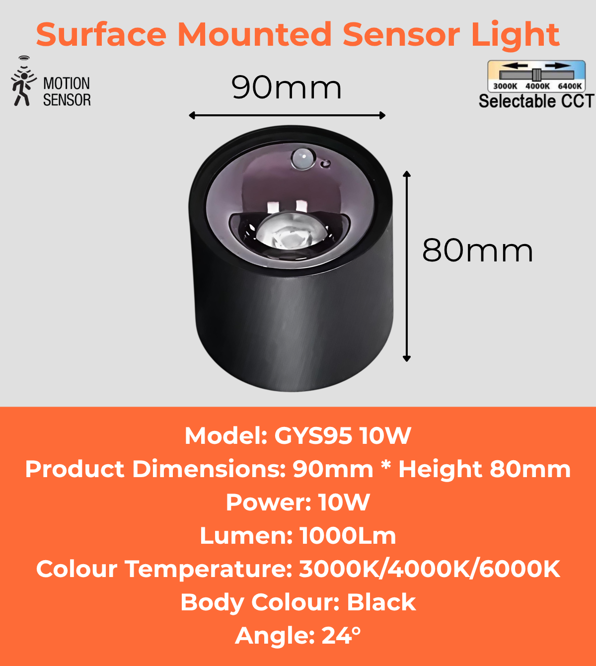  Surface Mounted Sensor Light (GYS95 10W)
